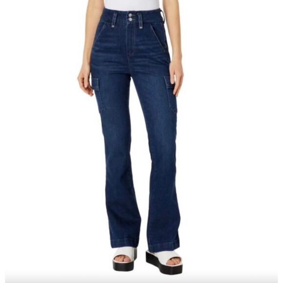 Paige Dion‎ Cargo Trouser Flare Jeans dark was size 24 NEW - Picture 2 of 9